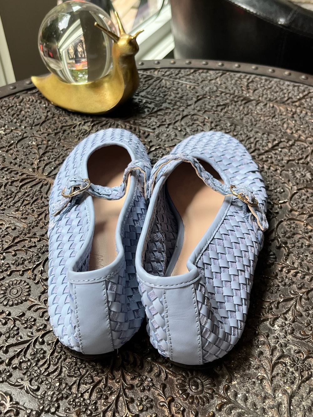 J CREW WOVEN LEATHER AND SUEDE BALLET MARY JANE FLATS WATERCOLOR
BLUE 7 - Picture 7 of 8